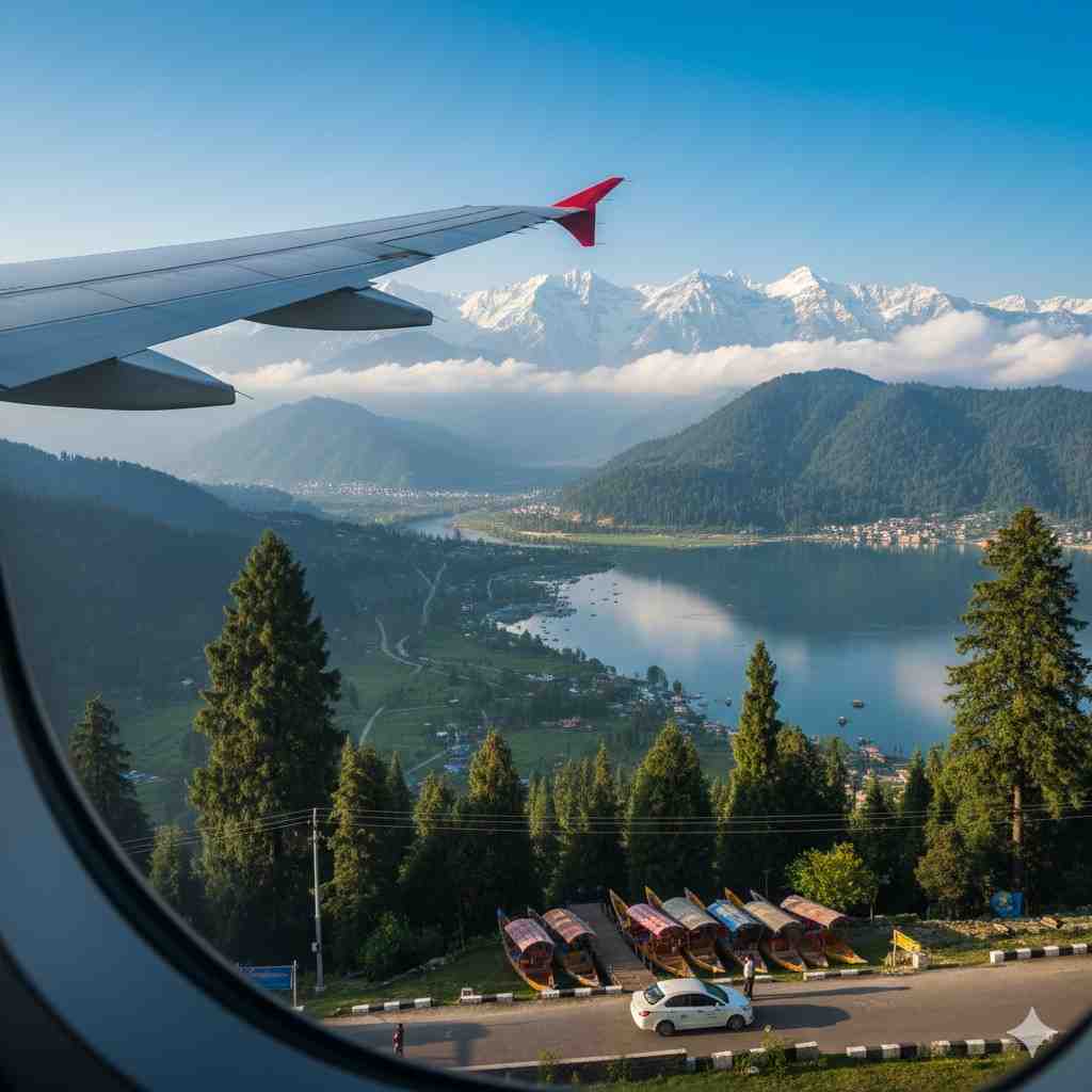 How to reach Srinagar for Tulip Festival - Aerial view of Kashmir mountains