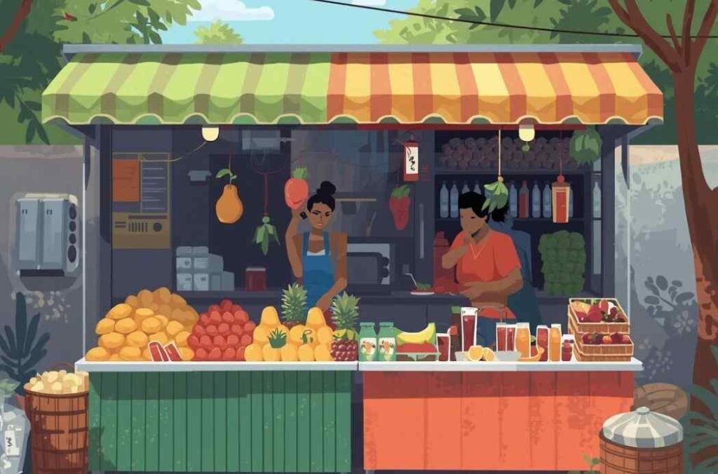 The local fruit and drink are much cheaper than Indian junk food.