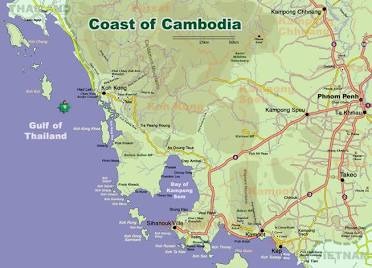 Cambodia best beaches map - travel planning and directions