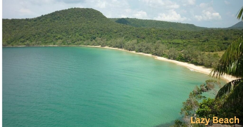 Lazy Beach Koh Rong Sanloem - secluded pine-shaded beach with clear turquoise water