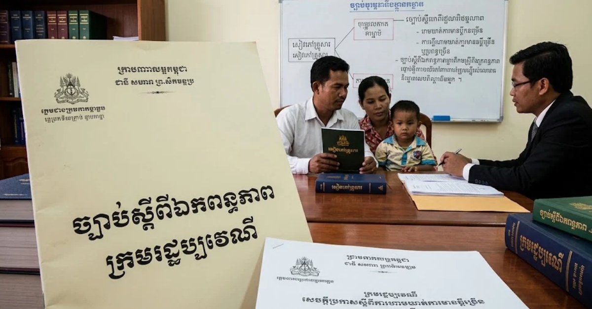 Cambodian family and legal documents representing polygamy law in Cambodia